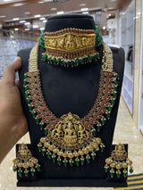 Nakshi work with Kempu Stones Bridal Combo Set