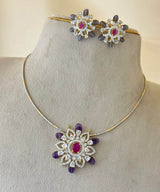 AD Stones Pendent with Invisible Necklace - Nakshatra Jewels