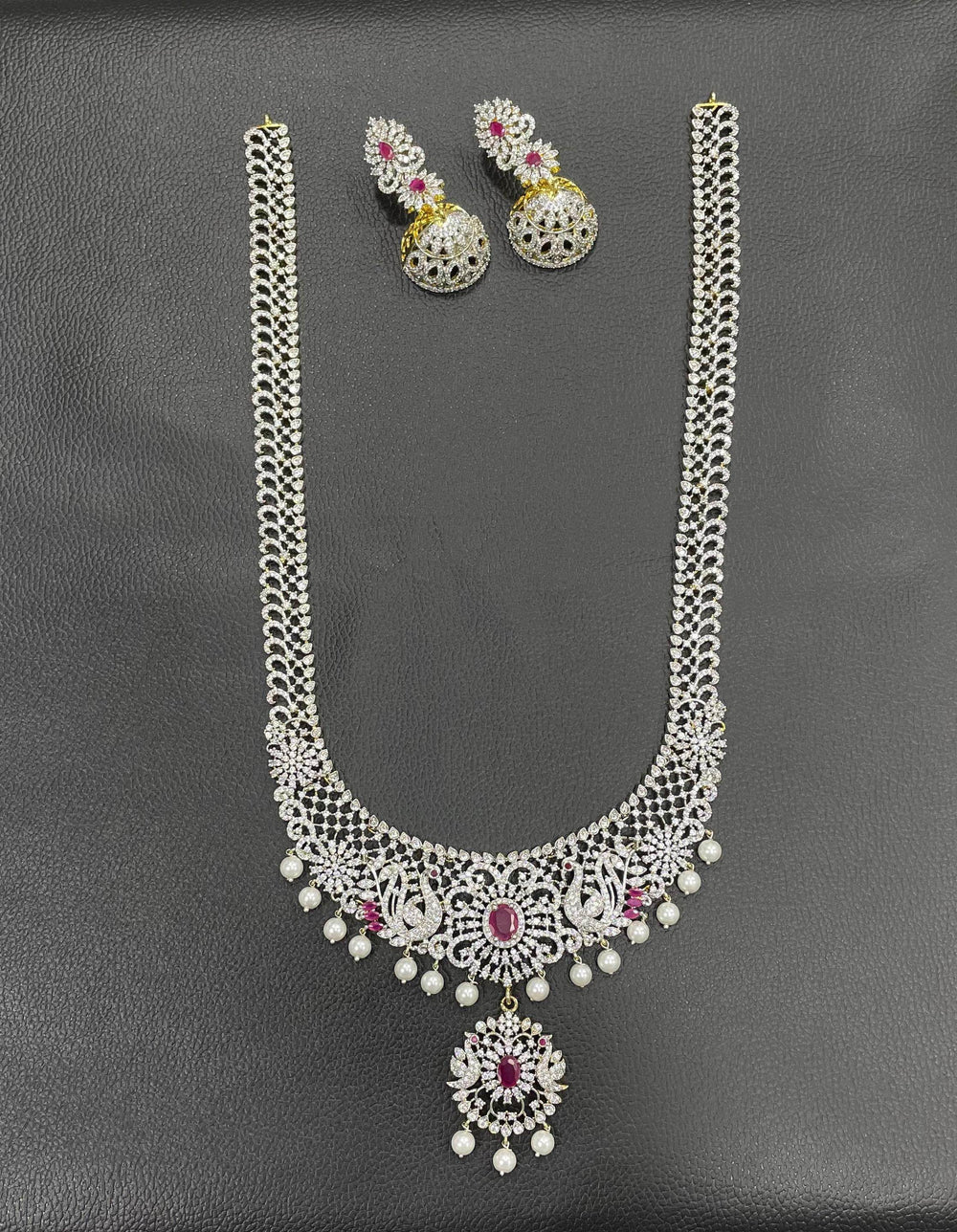 American Diamond Stones Bridal Haram - Nakshatra Jewels