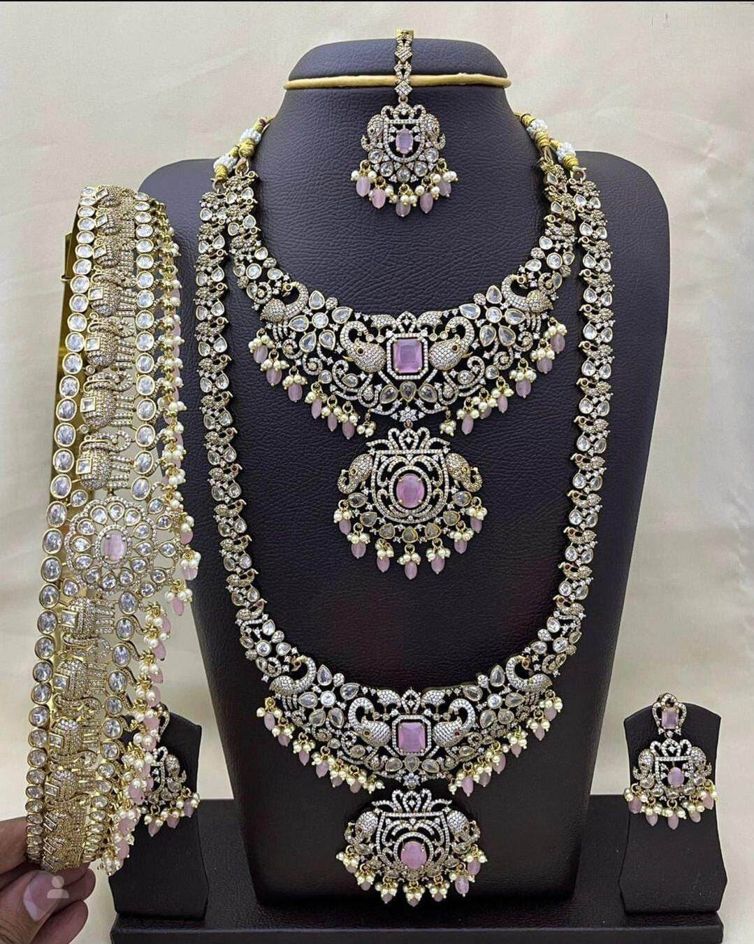 Victorian Polish AD Stones Bridal Set