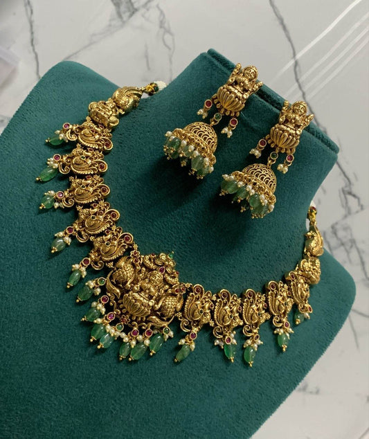 Nakshi Work with kemp Stones Bridal Choke - Nakshatra Jewels
