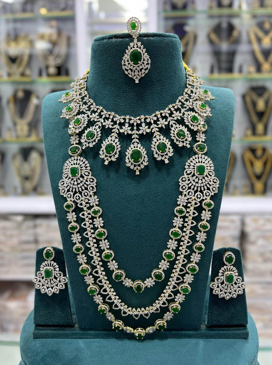 American Diamond Stones Bridal Combo Set - Nakshatra Jewels