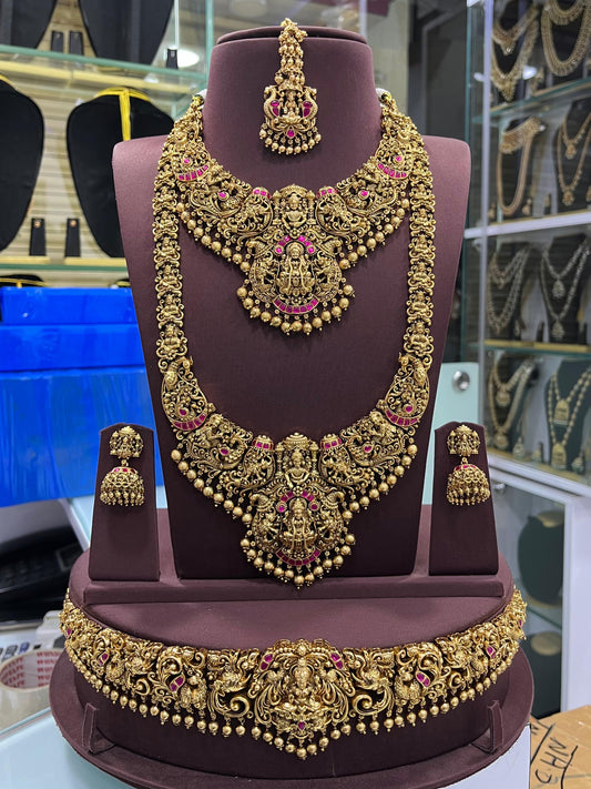 Nakshi Work with Jaadu Kundan Stones and Bridal Combo Set
