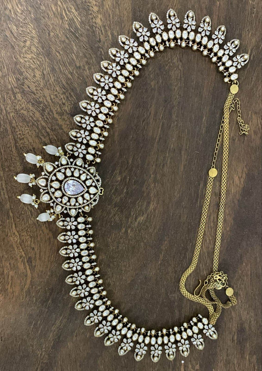 Moissanite Stones Bridal Hip Chain - Nakshatra Jewels