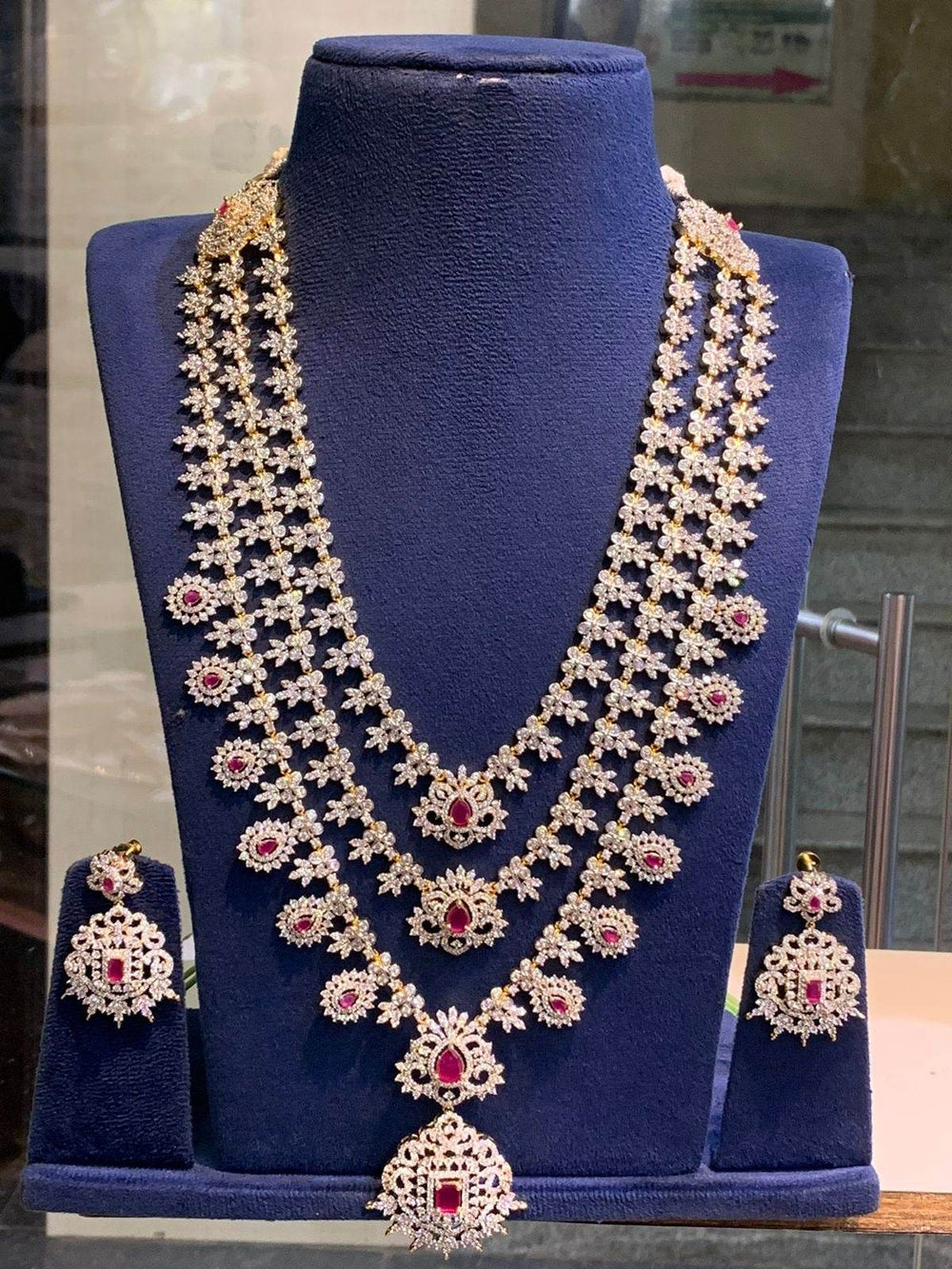American Diamond Stones Bridal Layer Haram - Nakshatra Jewels