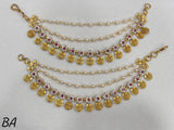 Premium Matt with Kempu Stones Ear Chains - Nakshatra Jewels