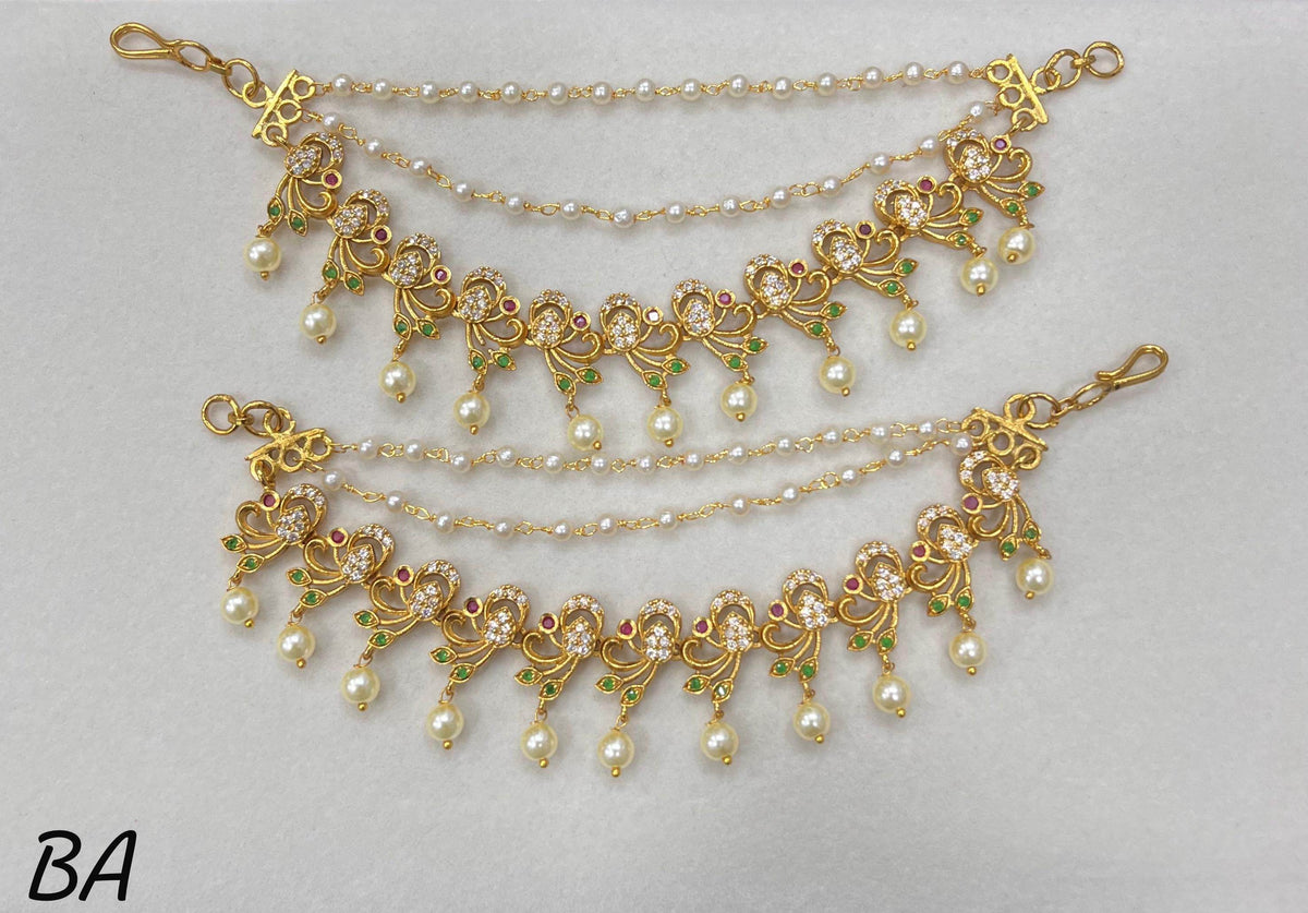 Premium Matt with Kempu Stones Ear Chains