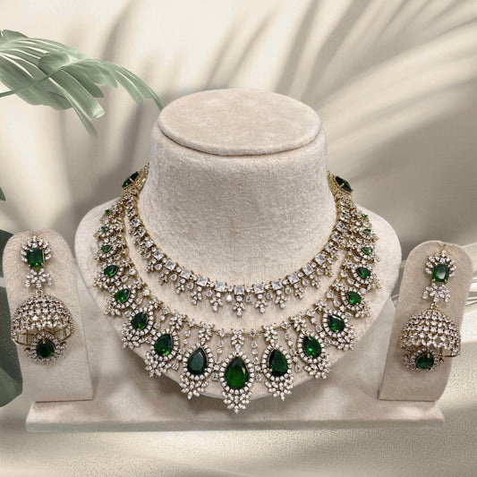 AD with Doublet Stone Layer Necklace - Nakshatra Jewels