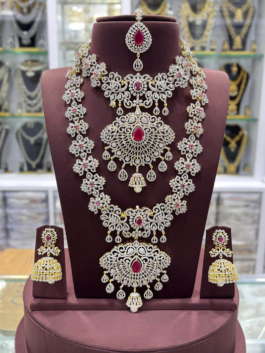 American Diamond Stones Bridal Set - Nakshatra Jewels