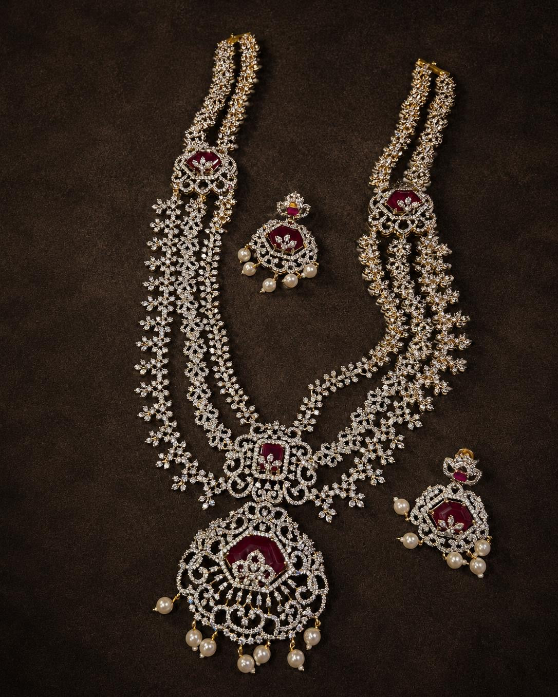 American Diamond Stones Bridal Layer Haram