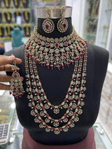 Victorian Polish with Moissanite Stones Bridal Combo set - Nakshatra Jewels