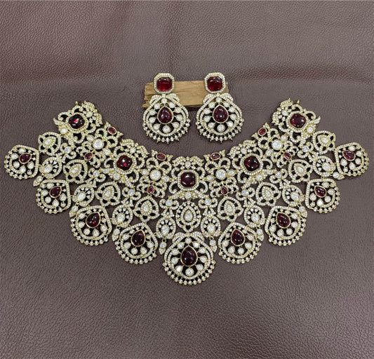 Moissanite & AD Stones Bridal Choker - Nakshatra Jewels