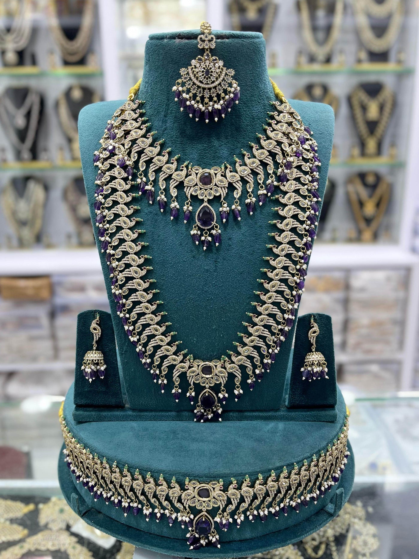 Victorian Polish AD Stones Bridal Set
