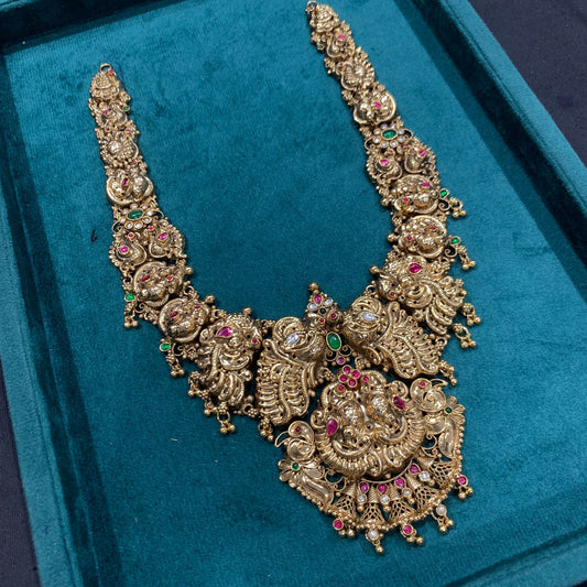 Nakshi work with Jaadu Kundan Stones Bridal Haram (Handmade)