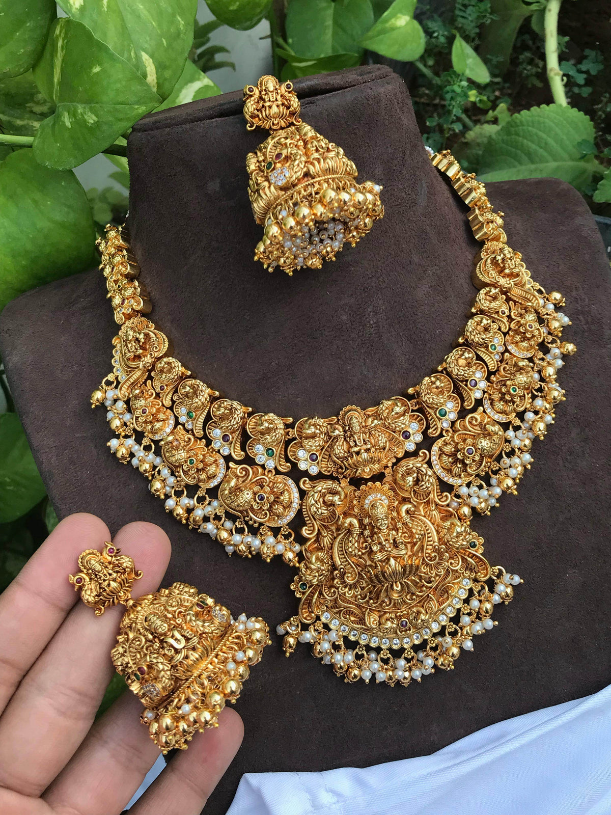Nakshi Work with AD Stones Bridal Necklace