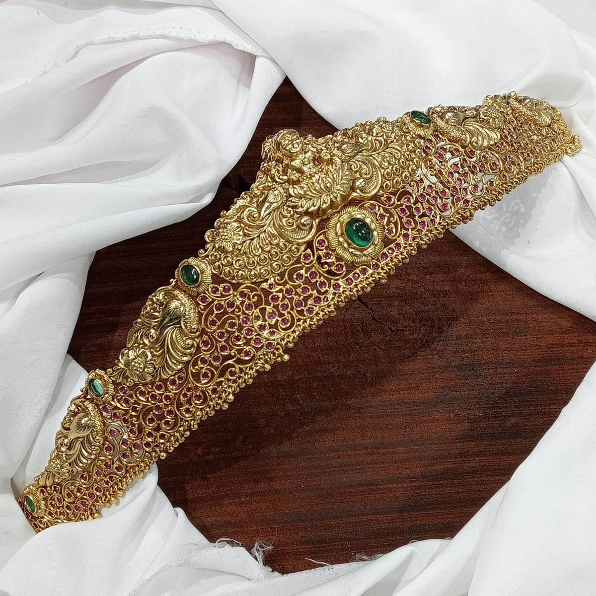 Nakshi Work with AD & Kempu Stones Bridal Hip Belt