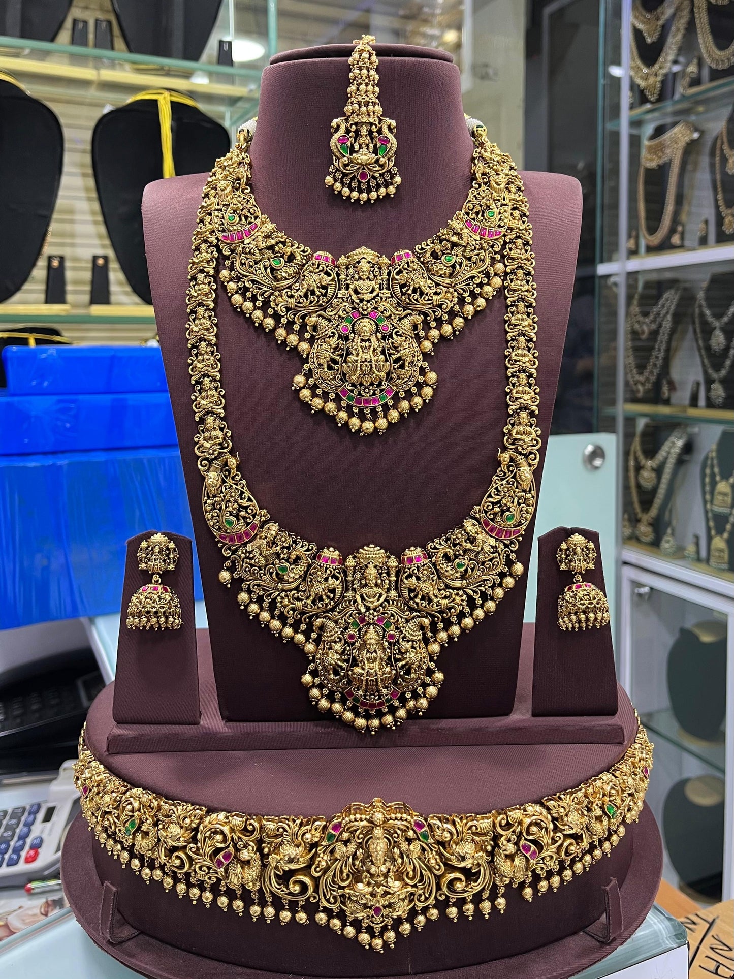 Nakshi Work with Jaadu Kundan Stones and Bridal Combo Set