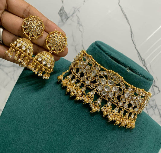 Premium Matt with Kempu Stones Bridal Choker - Nakshatra Jewels
