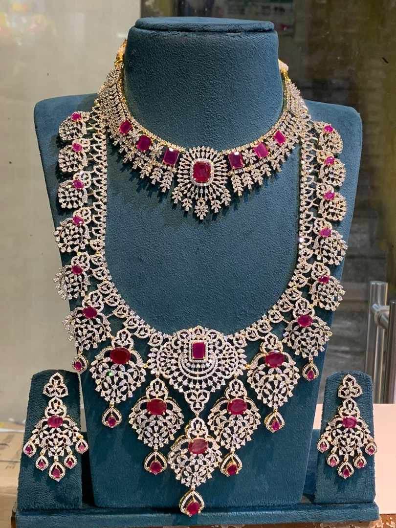American Diamond Stones Bridal Combo Set - Nakshatra Jewels