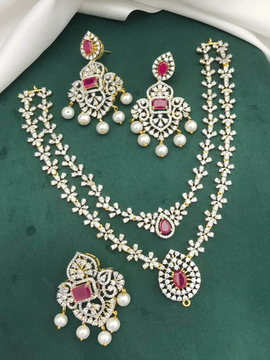 American Diamond Stones Necklace - Nakshatra Jewels
