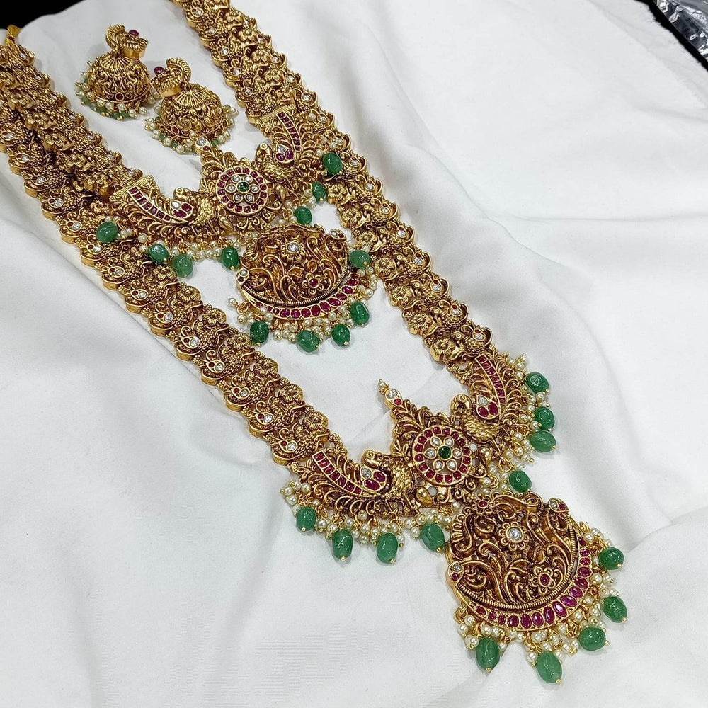 Nagasi Work with Kempu Stones Combo Set - Nakshatra Jewels