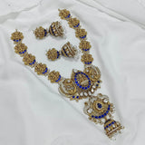 Nakshi work with Moissanite & Jadau Kundan Stones Bridal Haram - Nakshatra Jewels
