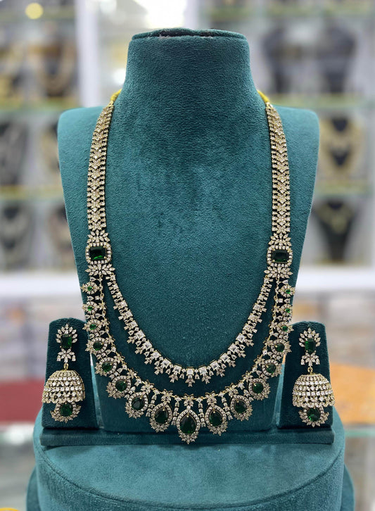 Victorian Polish with AD Stones Haram - Nakshatra Jewels