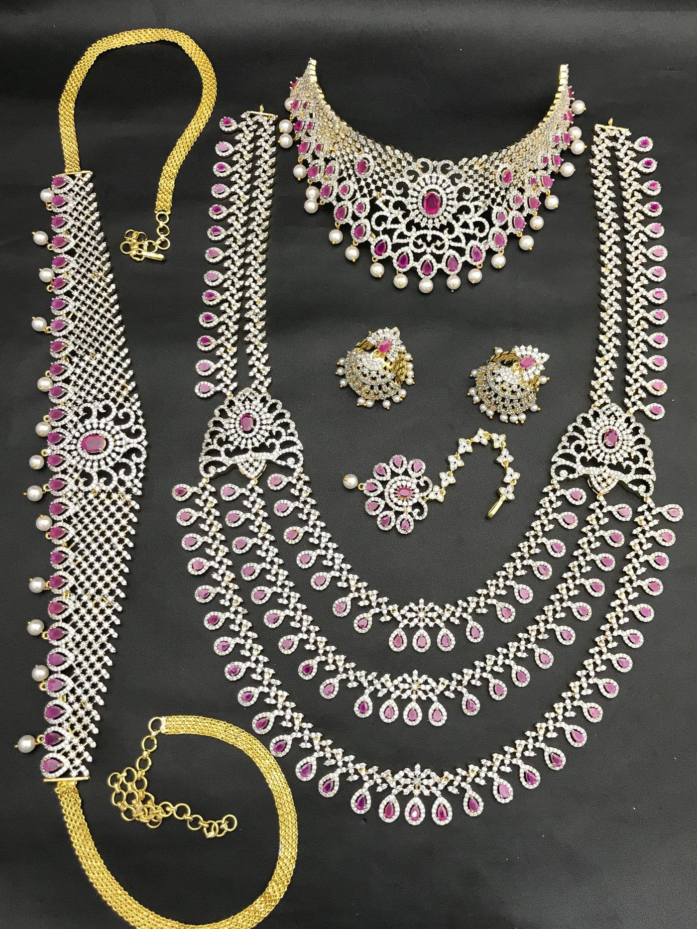 American Diamond Stones Bridal Combo Set