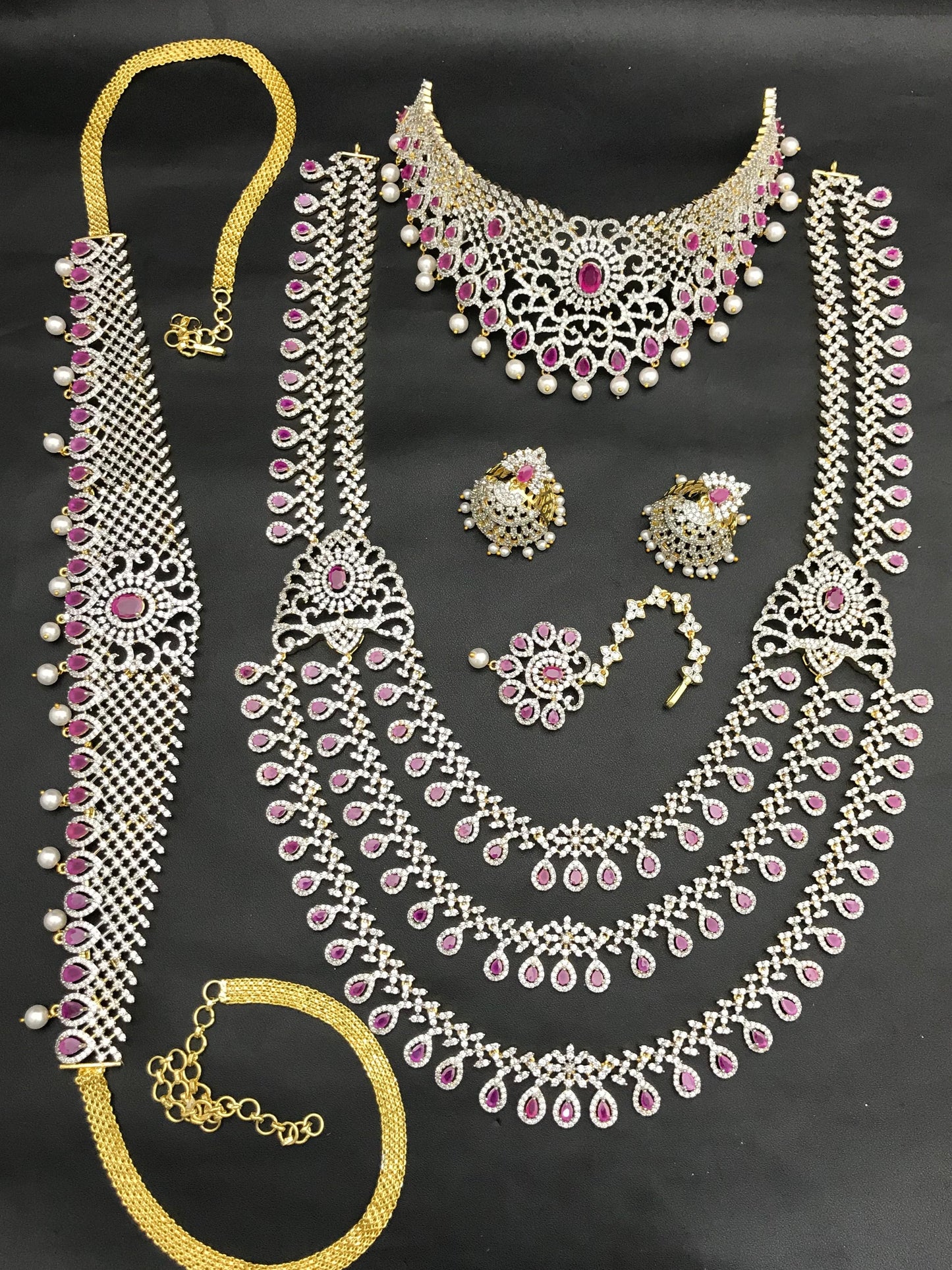 American Diamond Stones Bridal Combo Set