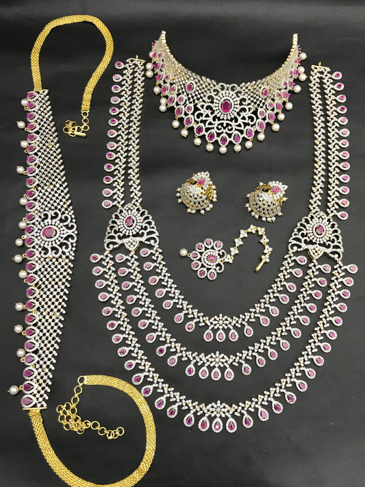 American Diamond Stones Bridal Combo Set