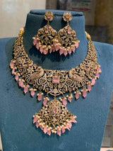 Victorian Polish with AD Stones Bridal Necklace - Nakshatra Jewels