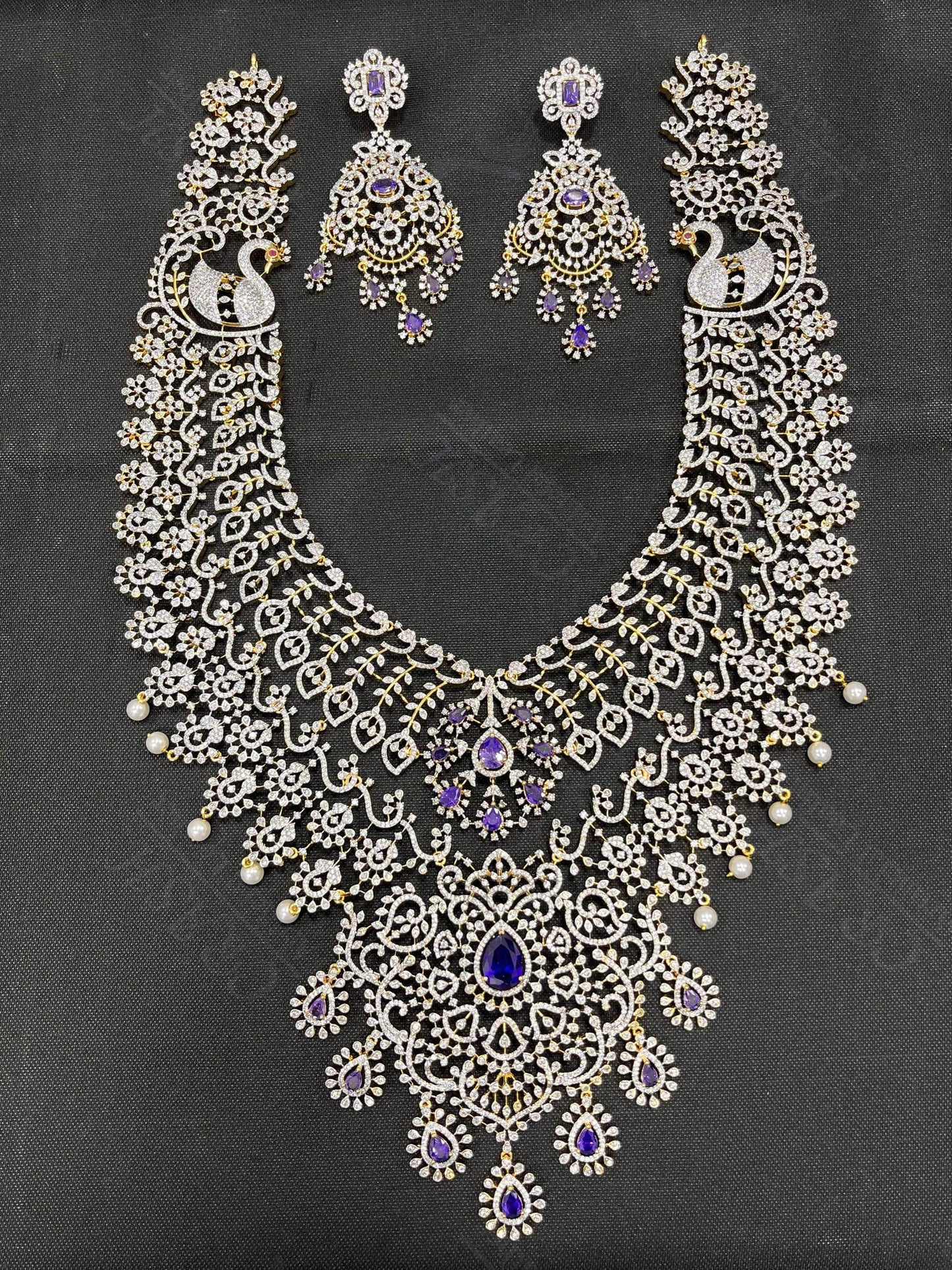 American Diamond Stones Bridal Haram - Nakshatra Jewels