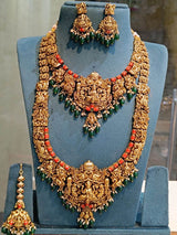 Nakshi Work with AD Stones & Coral Beads Bridal Combo Set - Nakshatra Jewels