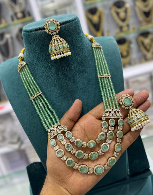 Victorian Polish AD Stones Layer Pendent with Beads Haram