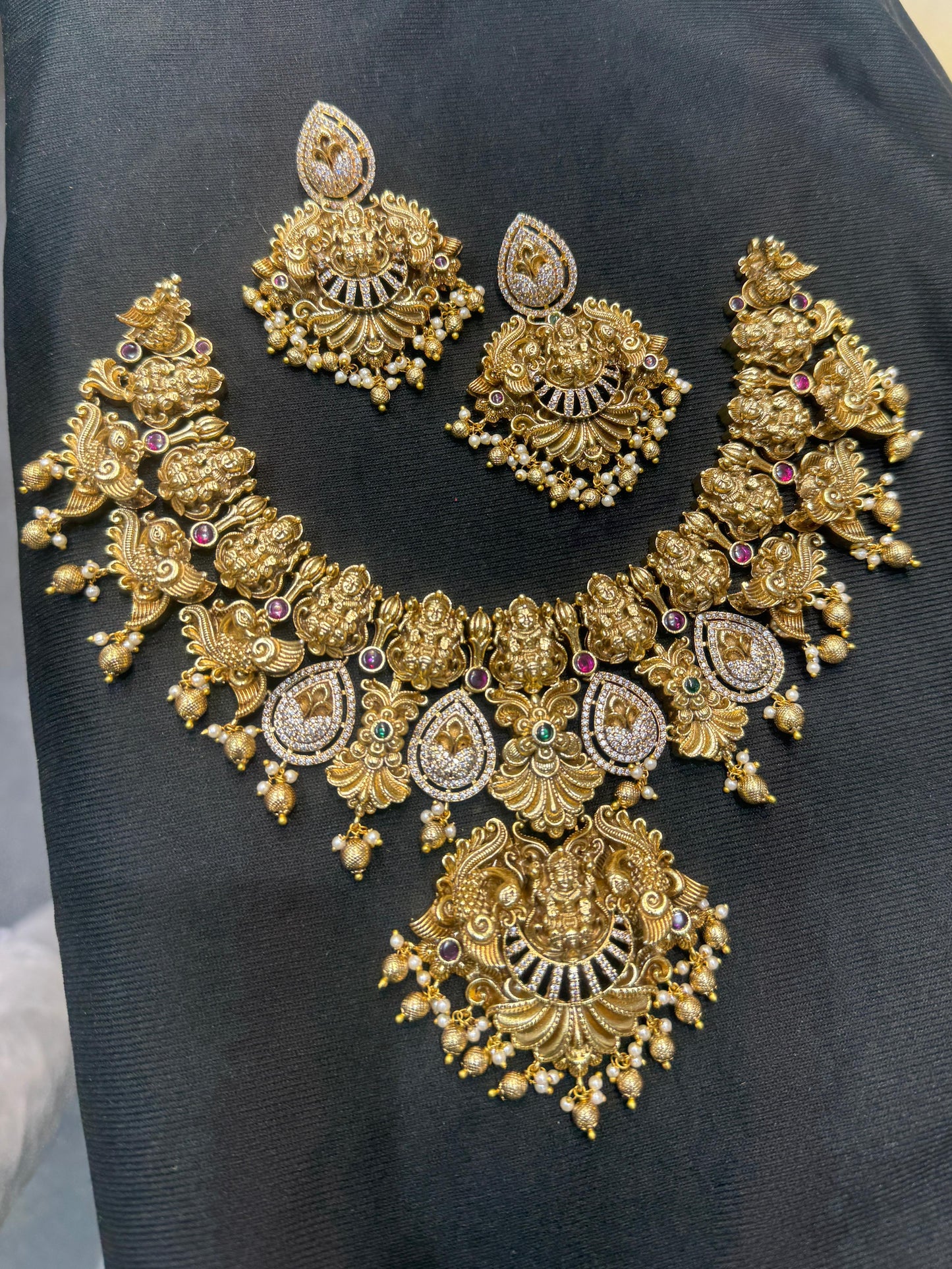 Nakshi Work with AD Stones Bridal Necklace