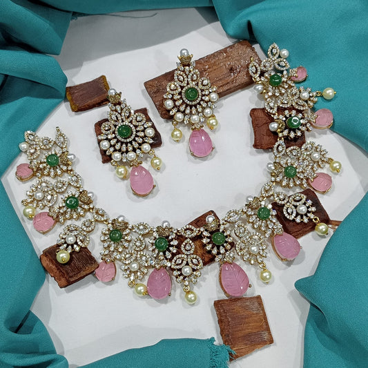 Victorian Polish AD Stones Bridal Necklace
