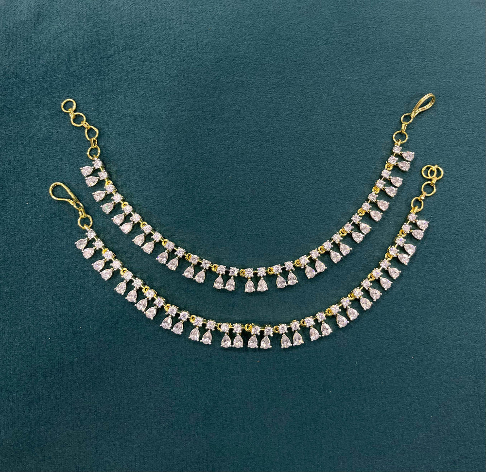 AD Stones Ear Chains - Nakshatra Jewels