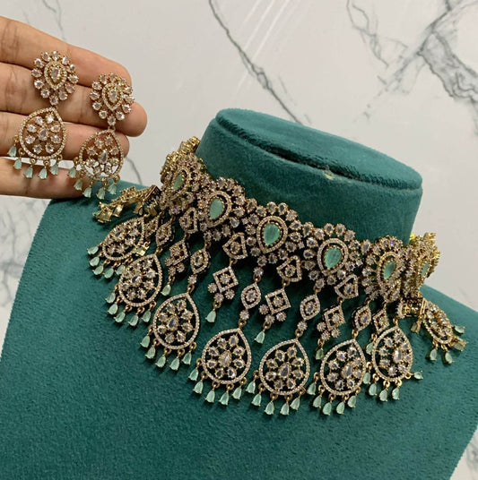 Moissanite & AD Stones Bridal Choker - Nakshatra Jewels