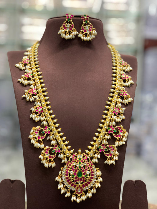 Jaadu Kundan Stones with Rice Pearls Bridal Haram