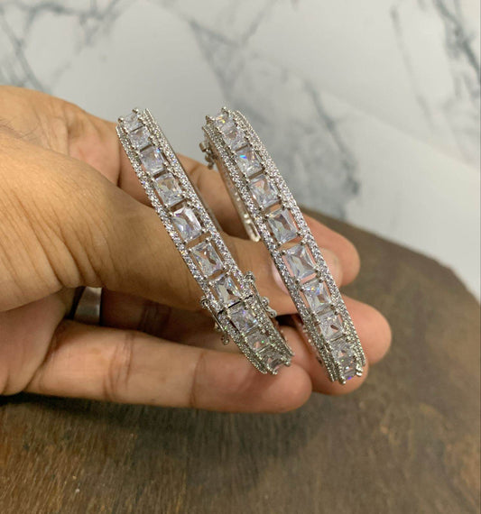 Victorian Polish AD Stone Bangles(Openable) - Nakshatra Jewels