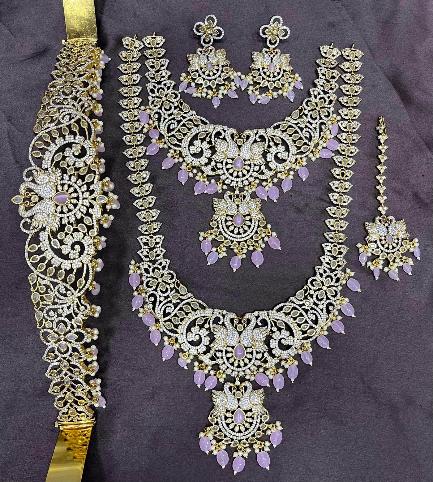 Victorian Polish AD Stones Bridal Set