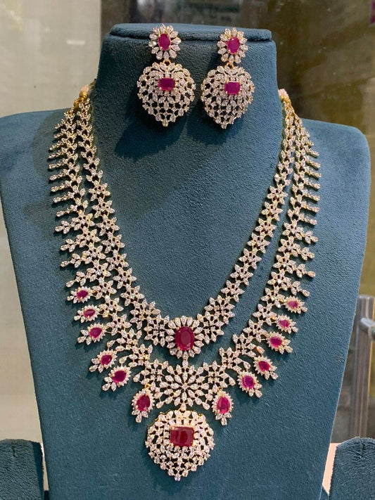 American Diamond Stones Bridal Layer Haram - Nakshatra Jewels