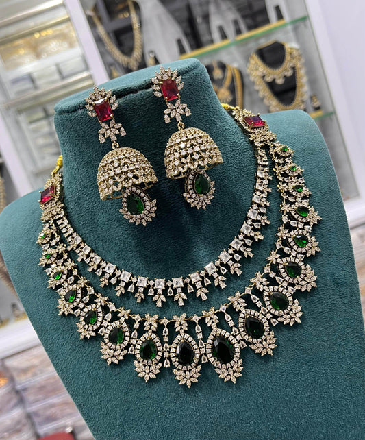 Victorian Polish with AD Stones Necklace - Nakshatra Jewels