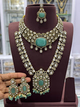 Victorian Polish with Moissanite Stones Bridal Combo - Nakshatra Jewels