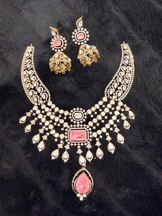 Mossianite and Doublet Stones Bridal Necklace