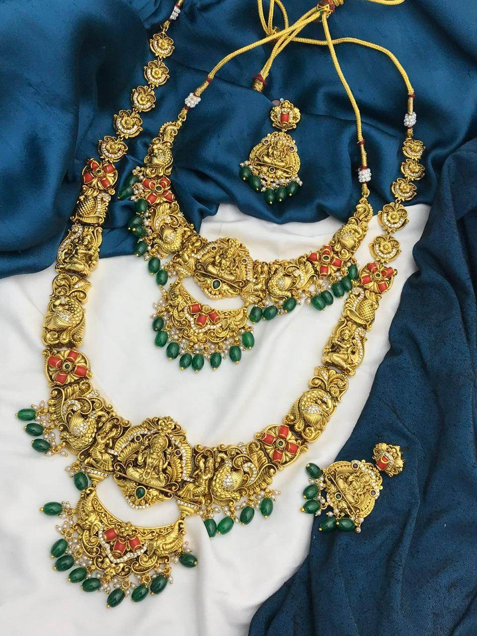 Nakshi Work with AD & Coral Beads Combo Set