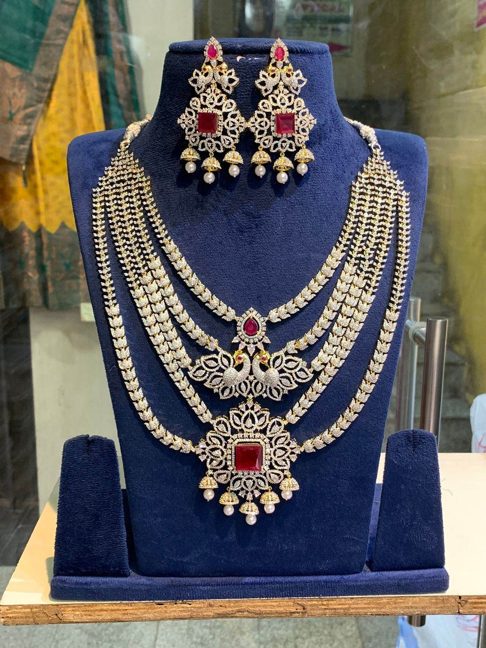 American Diamond Stones Bridal Layer Haram - Nakshatra Jewels