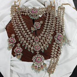 Mossanite with Kundan Stones Bridal Combo Set - Nakshatra Jewels
