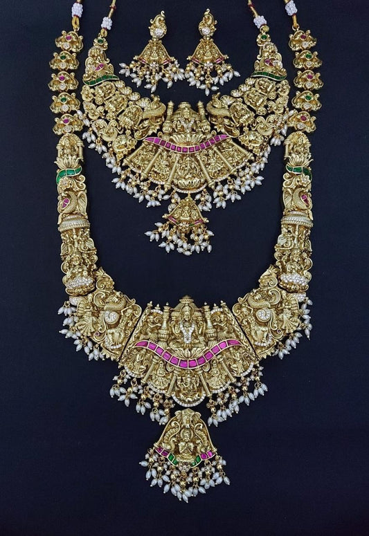 Nakshi Work with Kundan Stones Bridal Combo Set