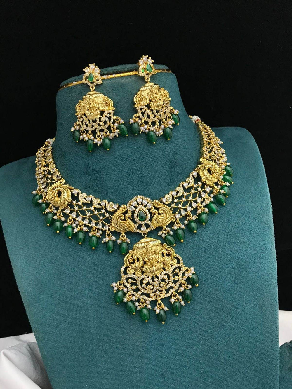 Nakshi work with AD Stones Necklace - Nakshatra Jewels